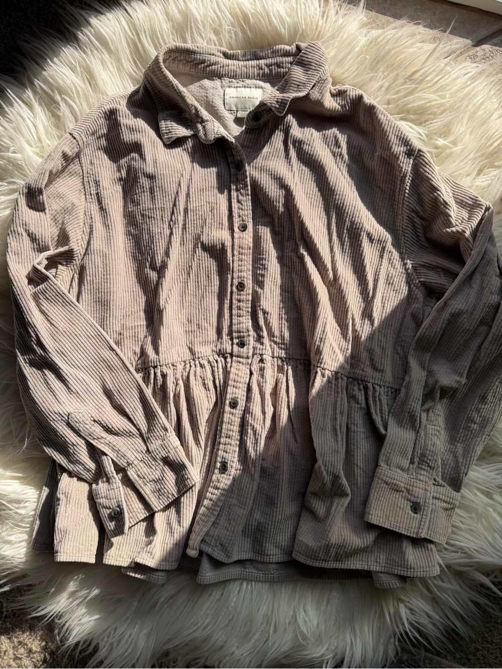 American Eagle Outfitters Corduroy Peplum Jacket - Taupe